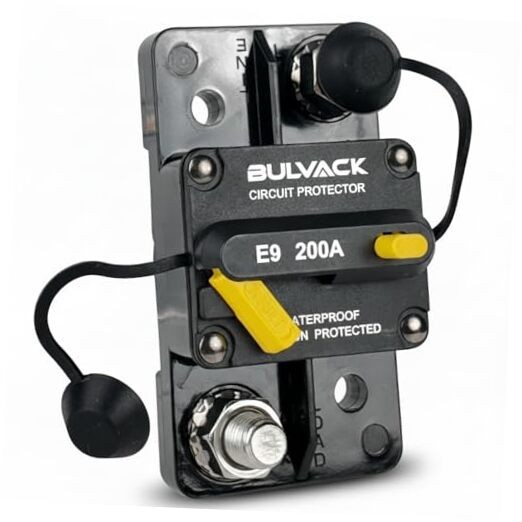 E9 3/8" Studs 200 Amp Circuit Breaker with Manual Reset | 12V - 48V DC | 200A