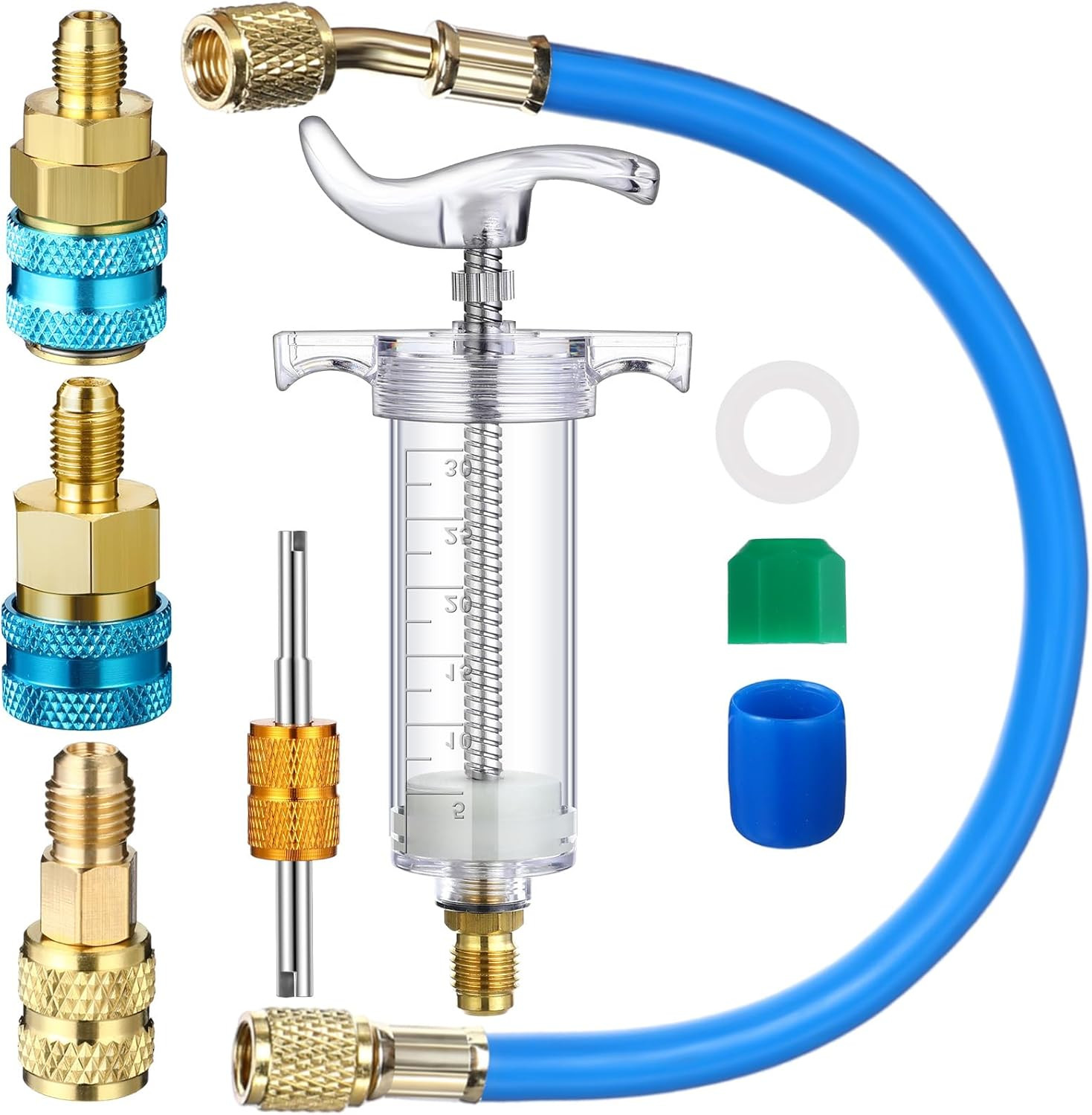 Oil and Dye Injector Kit 1/4 SAE with SAE R134A Oil Injector R1234Yf Low Side Qu