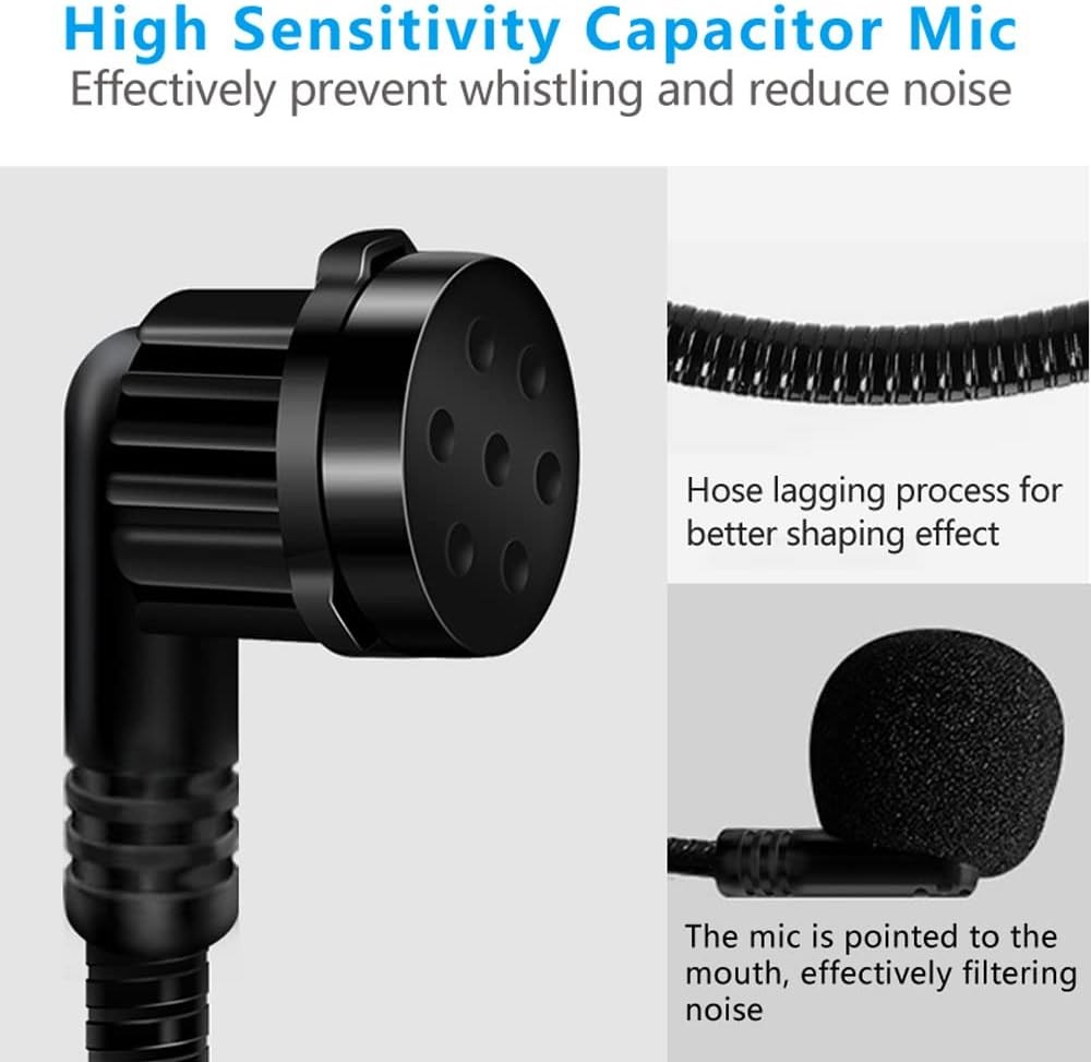 2Pcs Microphone Headset Mic, Flexible Wired Boom for Voice Amplifier, Black