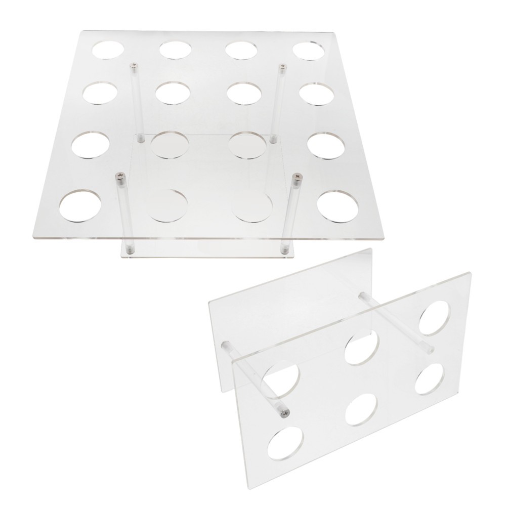 2Pcs Reusable Acrylic Cone Serving Stands Clear 16 Holes Ice Cream Display