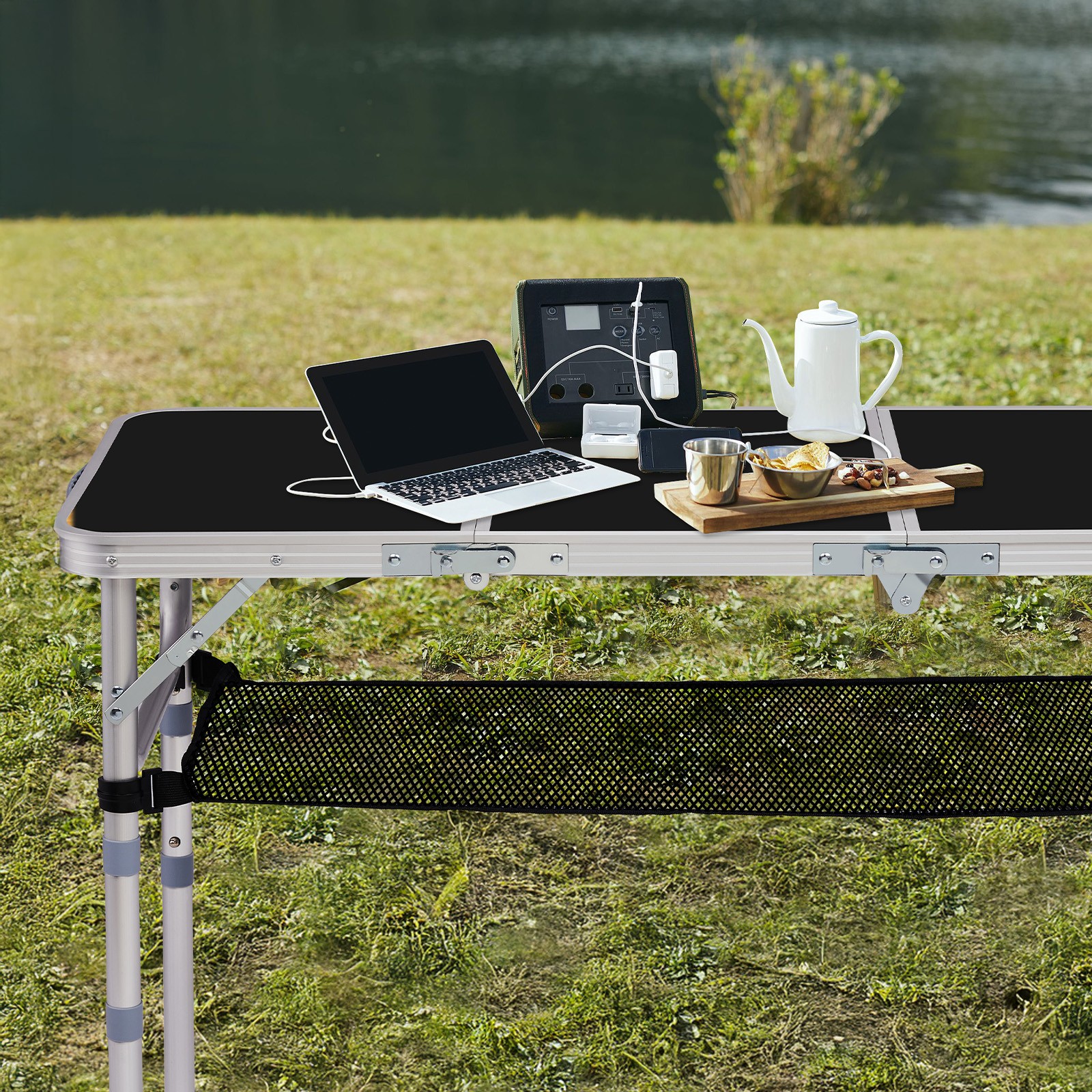 Outdoor Folding Camping Table, 3ft Portable Pinic Table with 3 Adjustable Height