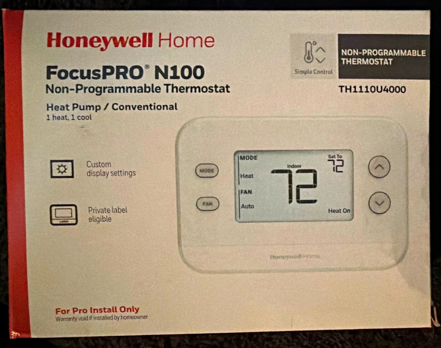 Honeywell Home FocusPRO N100 Non-Programmable Thermostat Digital TH1110U4000