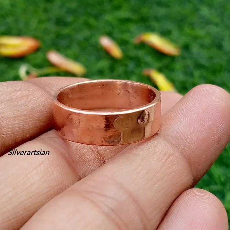 100% Natural Copper Band Ring, Pure Copper Ring for Men& Women, Handmad All Size