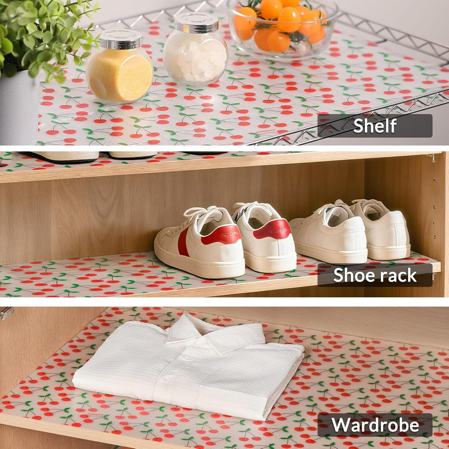 Shelf Liner, Non-Adhesive Waterproof Shelf Paper with Fruit Pattern, Easy to ...