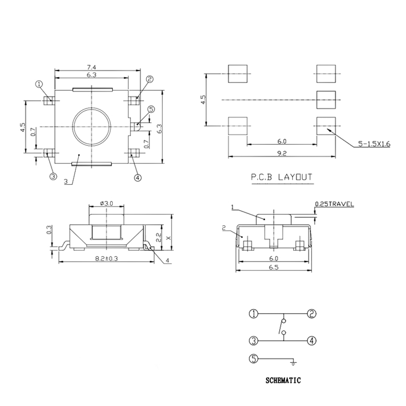 10 Stück Microschalter Drucktaster Printschalter 6x6x3.1mm