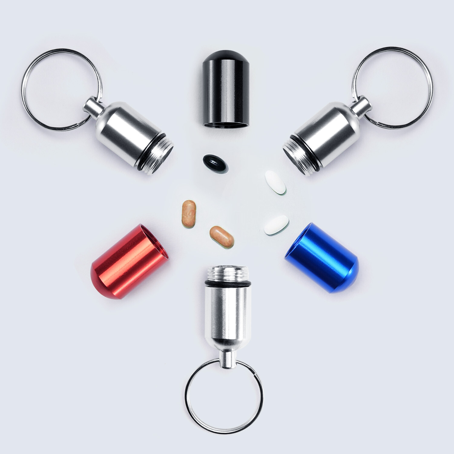 Exquisite Mini Waterproof Metal Medicine Pill Box Holder Container Keychain