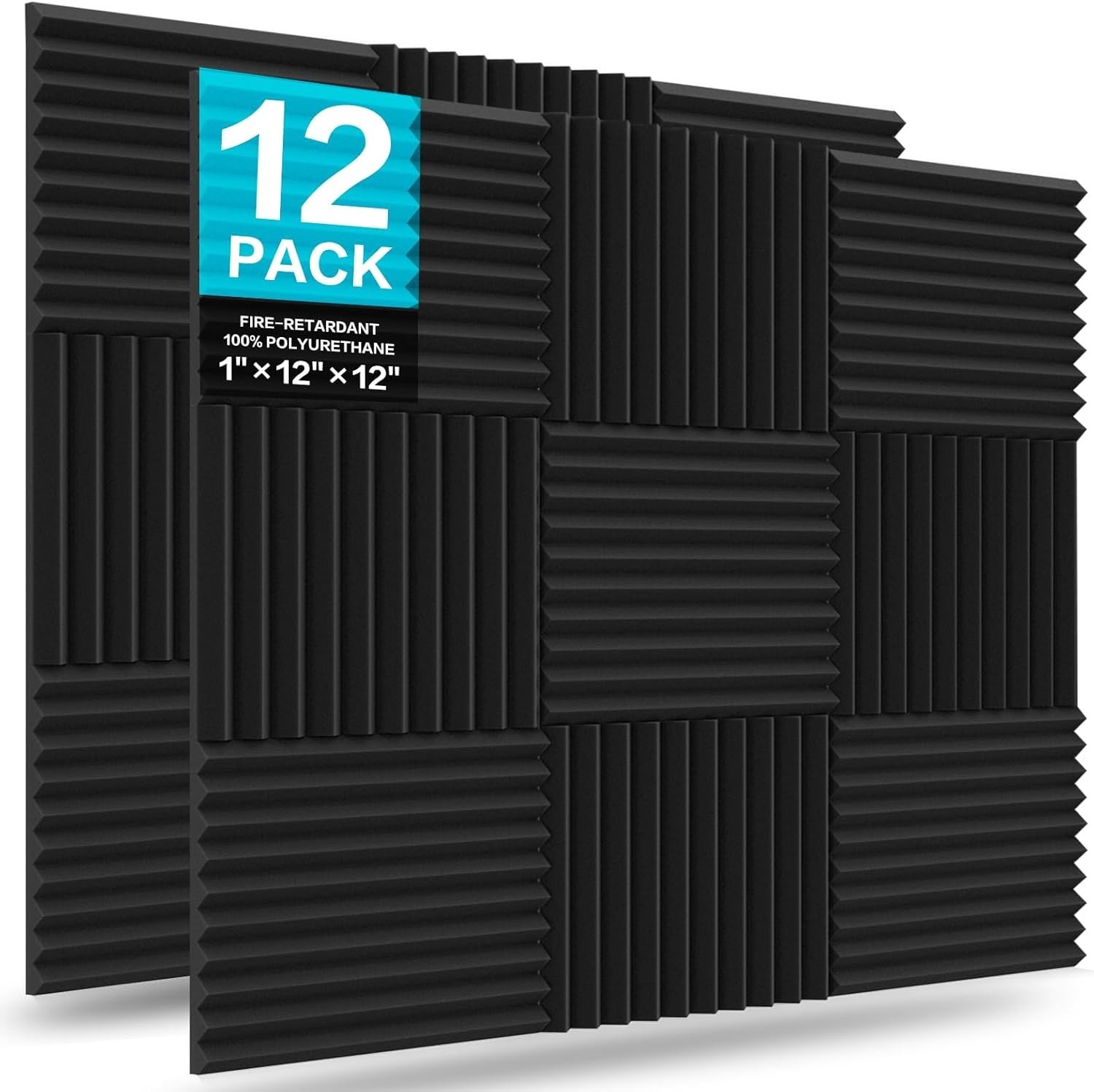 12 Pack Acoustic Foam Panels, 1" X 12" X 12" Sound Proof Foam Panels for Wall...
