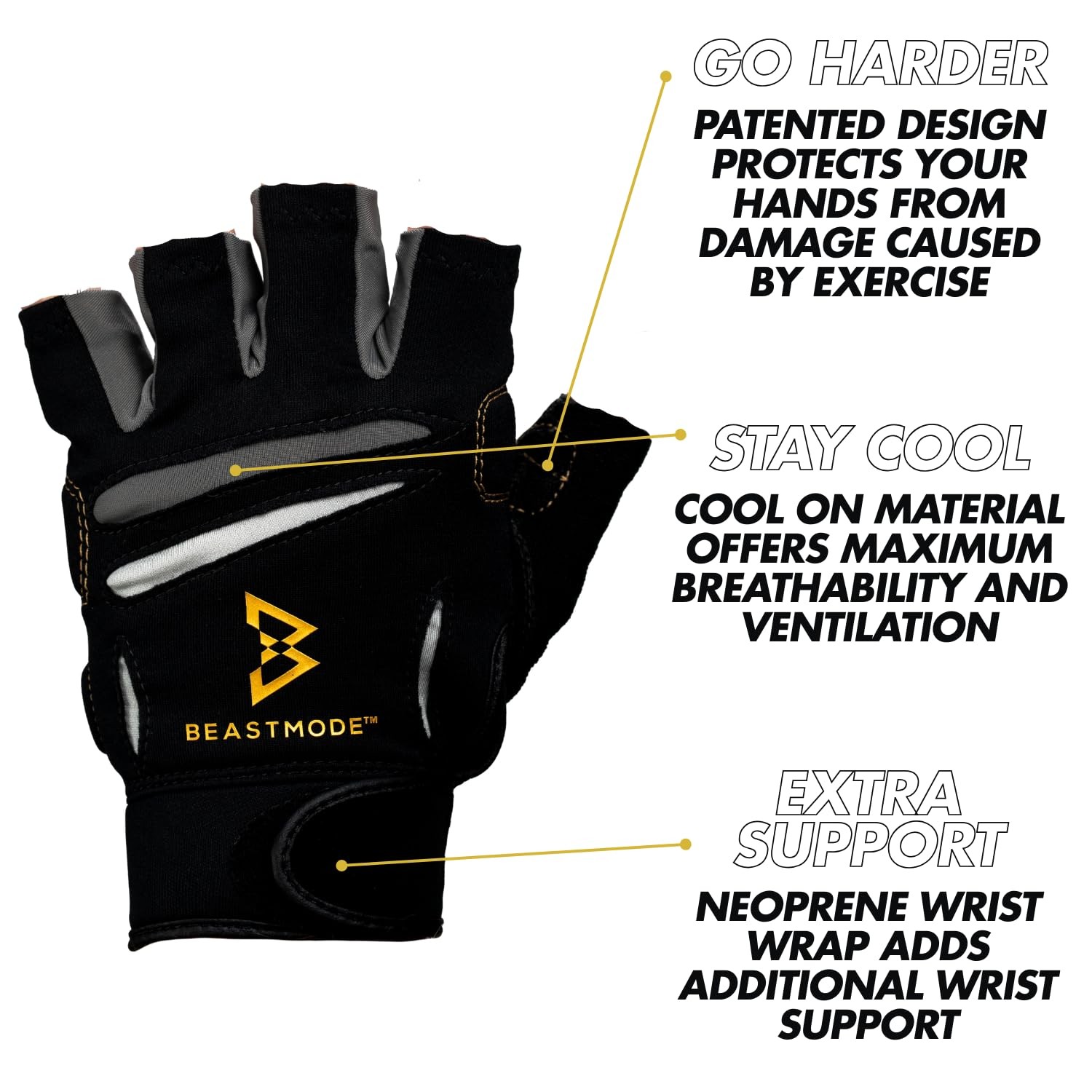 Men's Beastmode Half Finger Fitness Gloves (Medium)