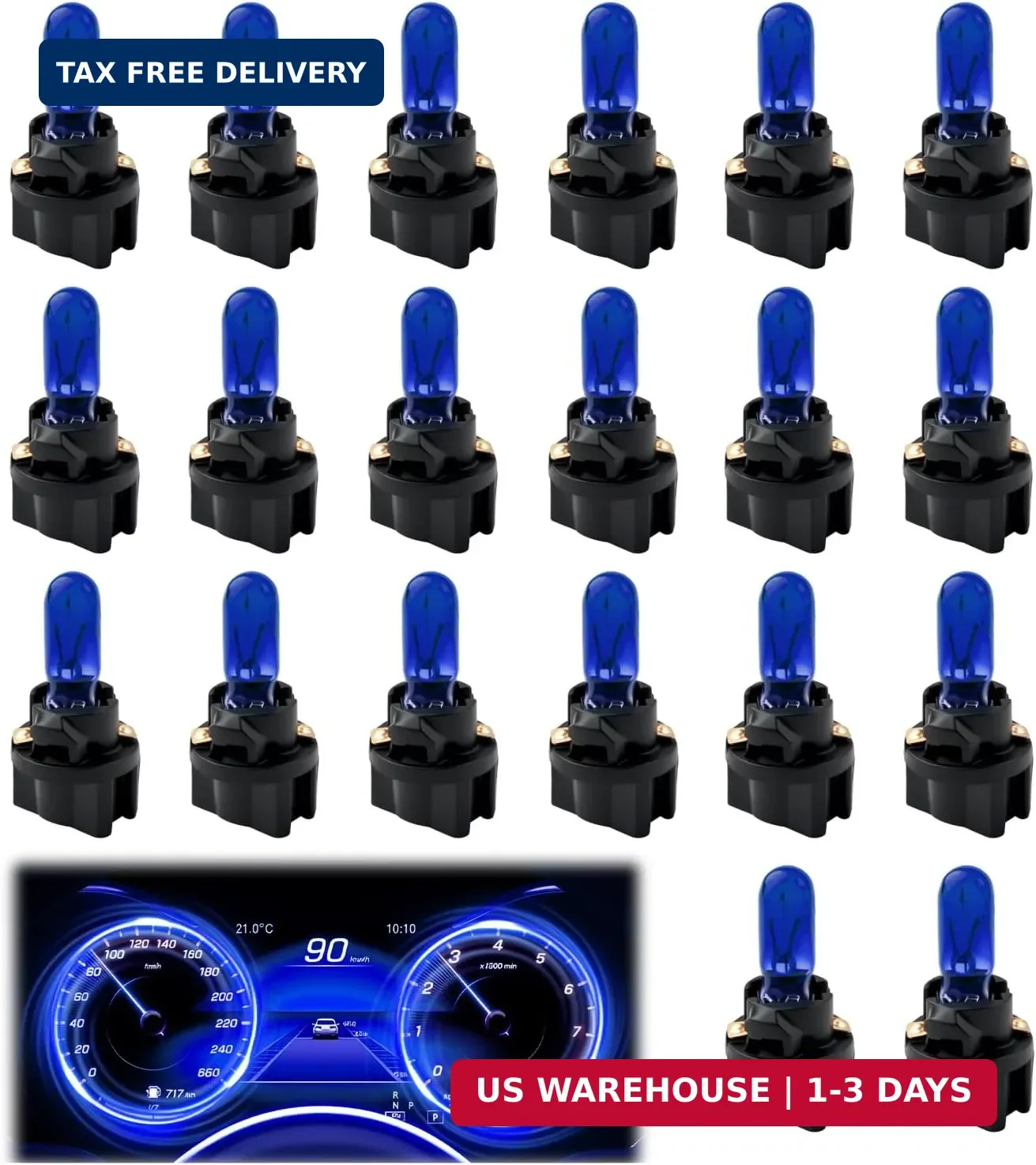 20PCS Halogen Instrument Cluster Bulbs Kit,1.2W 12V T5 Dash Lights for Car Inter