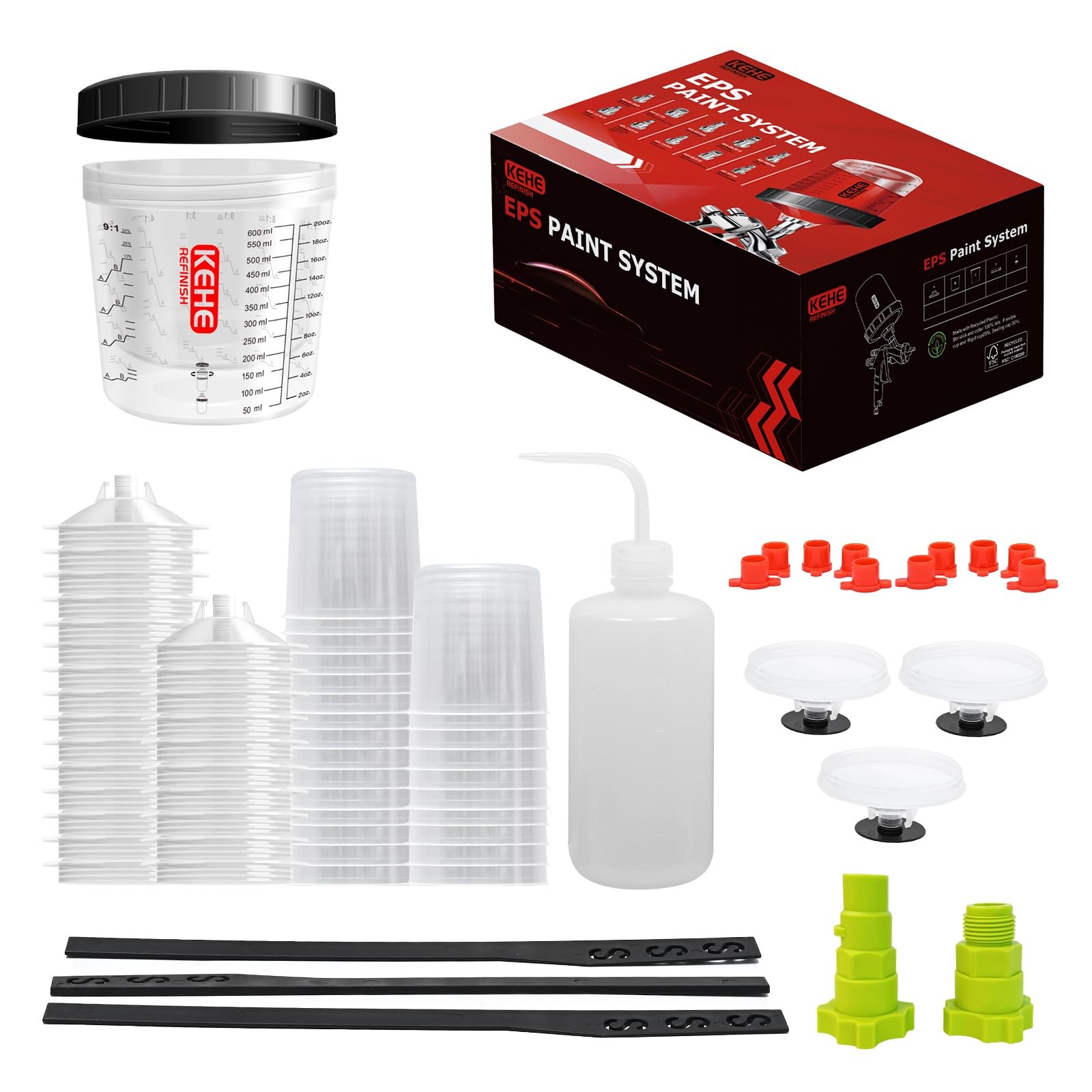 Disposable Paint Cups 20 Ounce (600ml) Kit with 25 Cups & Lids - Mix, Spray
