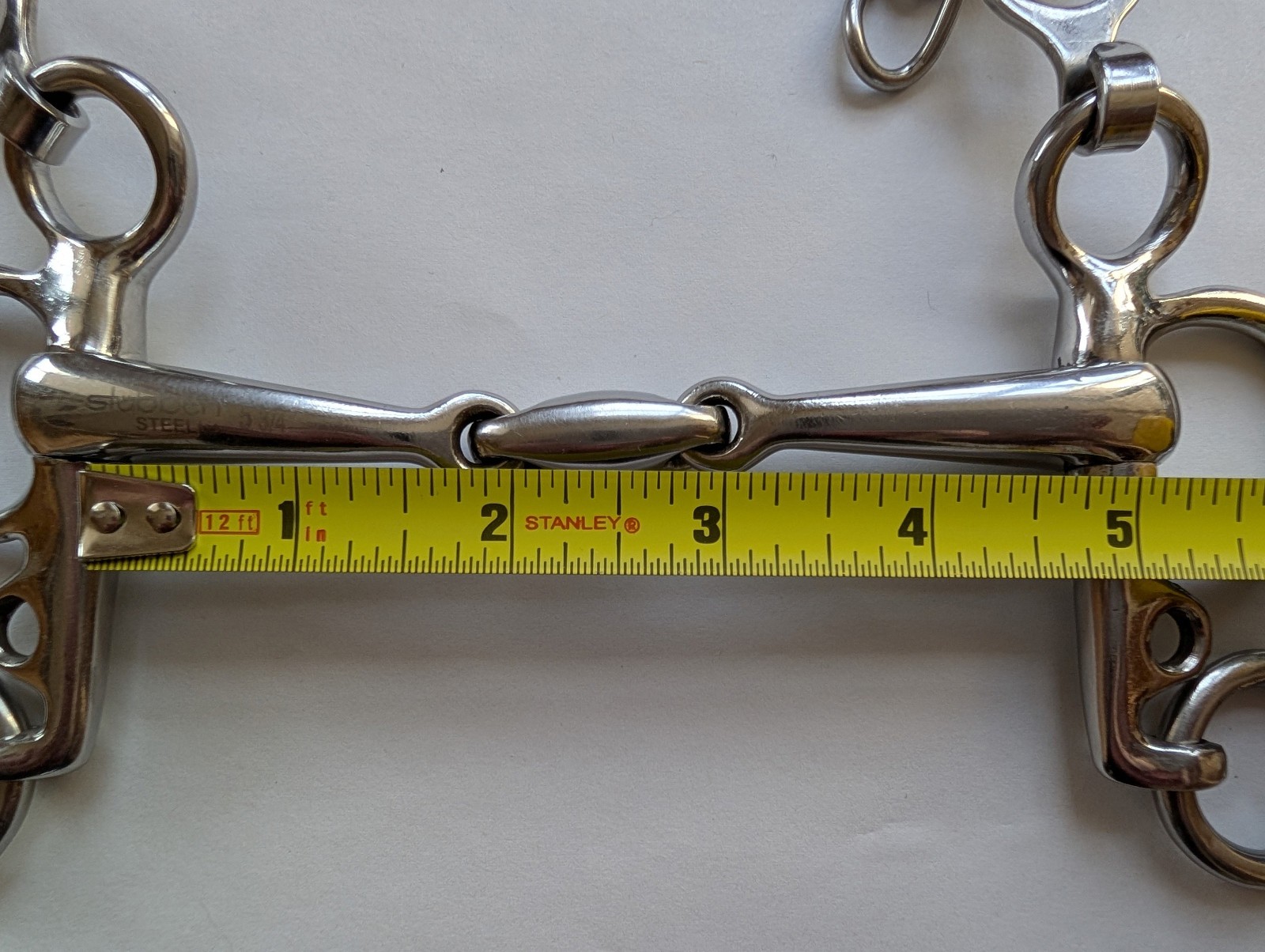 Stubben SteelTec EZ Control Double Jointed Pelham Snaffle Bit - 4 3/4"