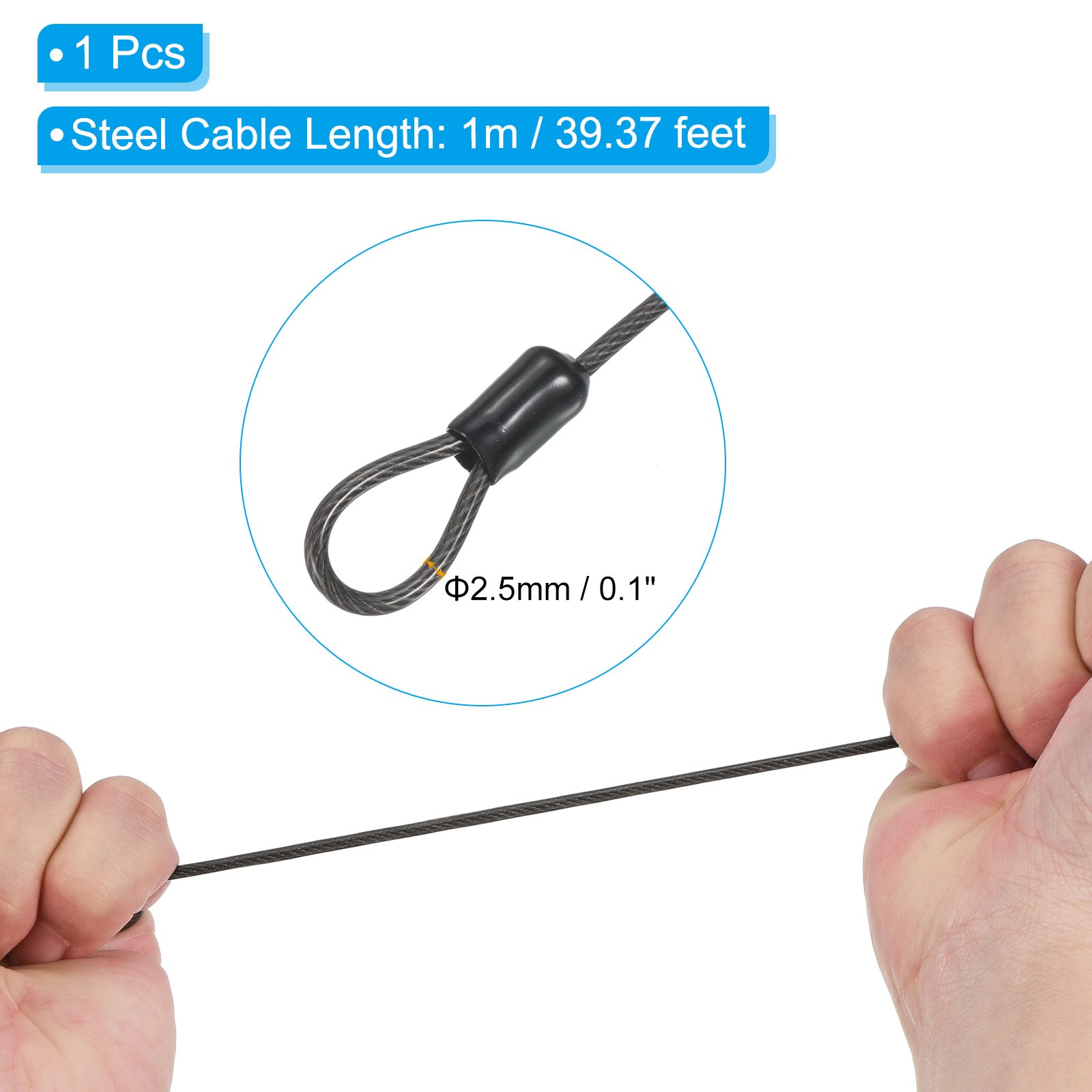 1Pcs 3Ft 4 Digit Combination Lock DIY Security Cable Padlock Black