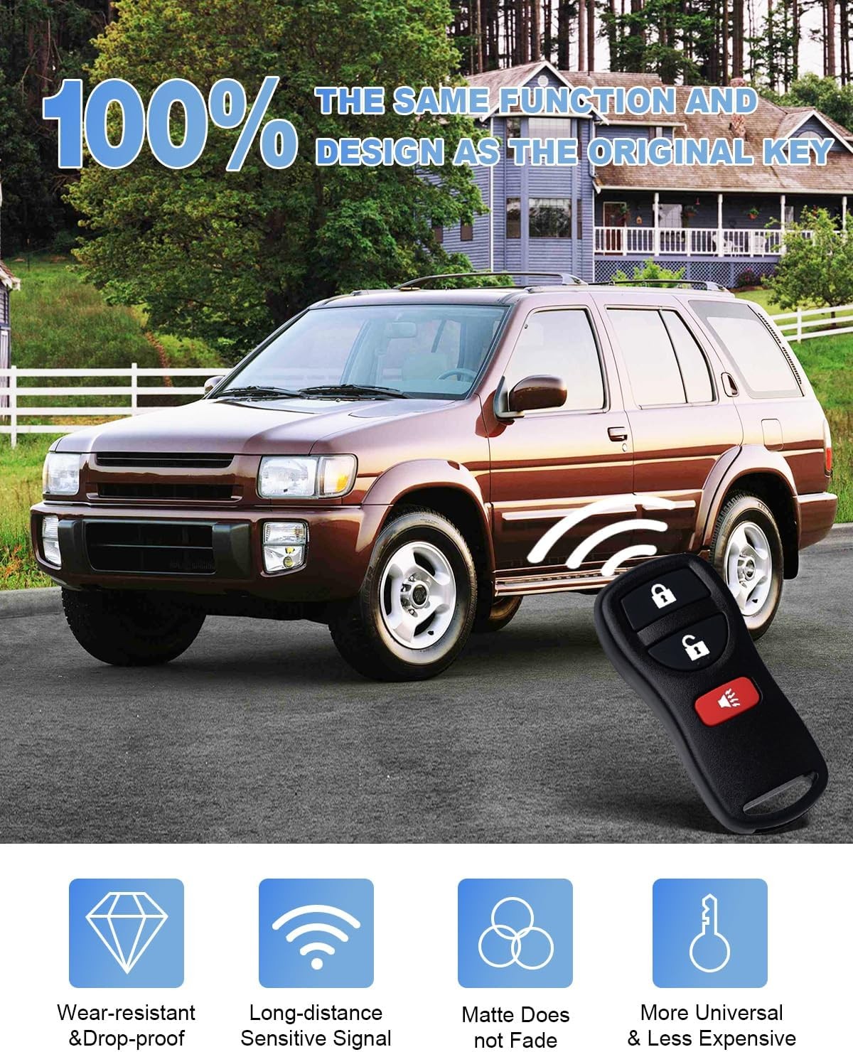 Key Fob Replacement 3 Buttons Keyless Entry Remote Control