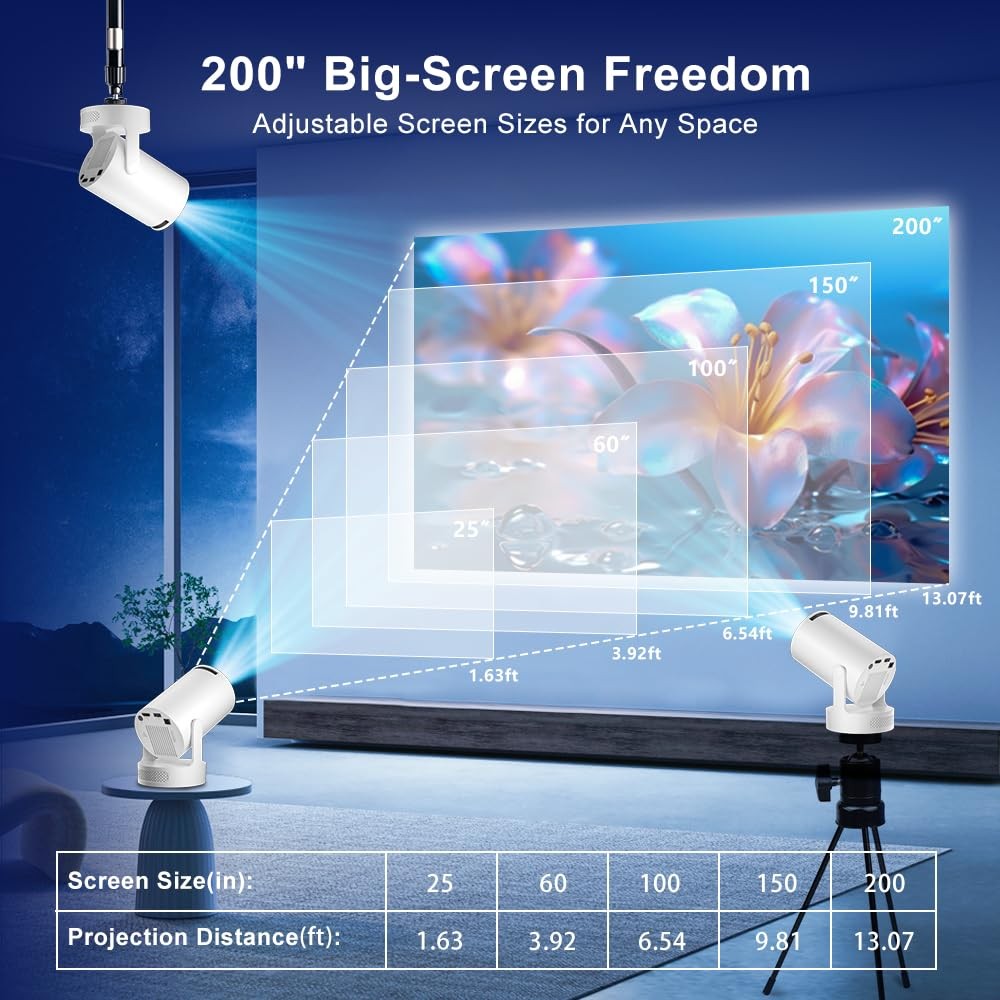 Mini Projector with Wifi and Bluetooth 5.4, Short Throw Projector 4K Support,...