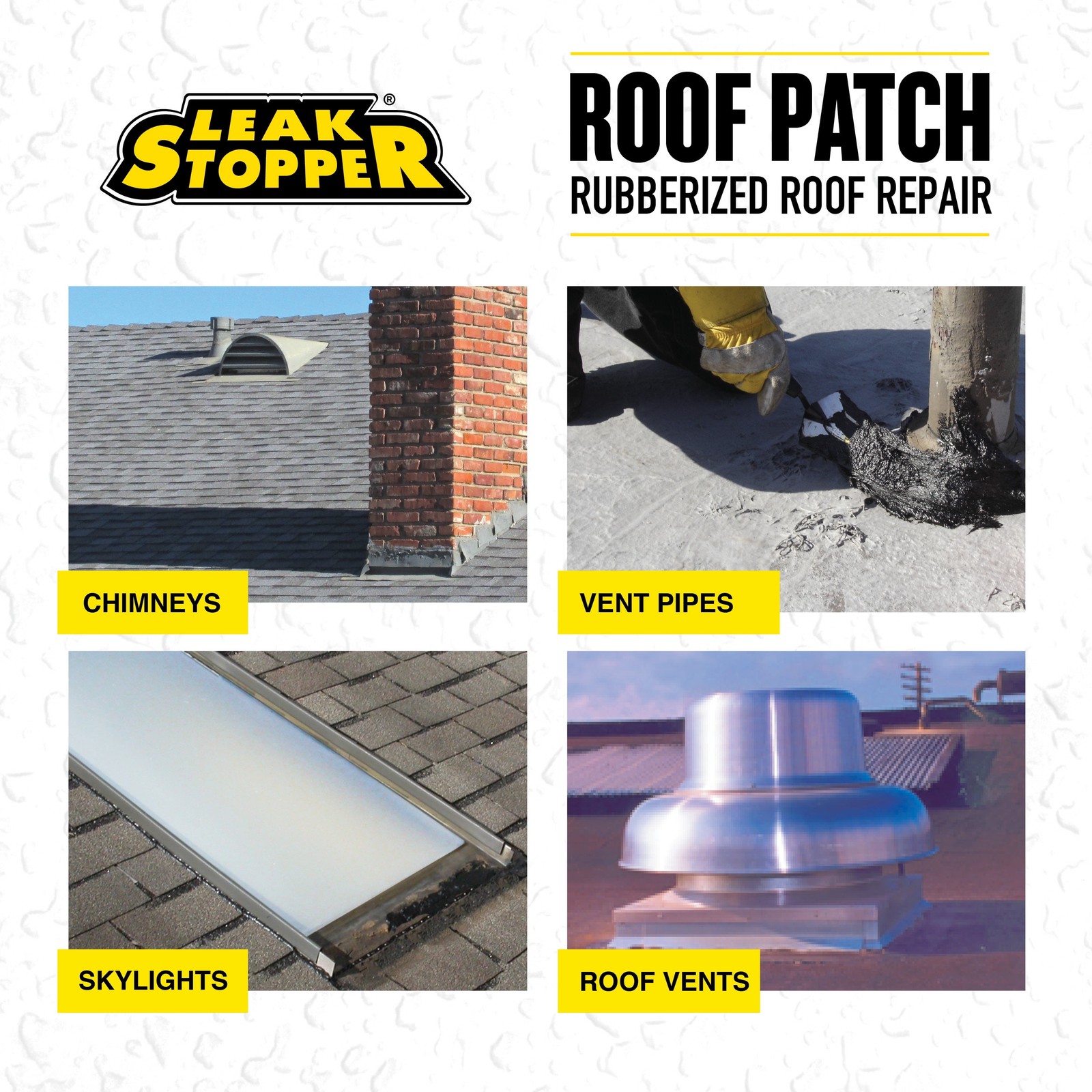 (2 pack) Leak Stopper Roof Patch, Black, 10 oz Tube