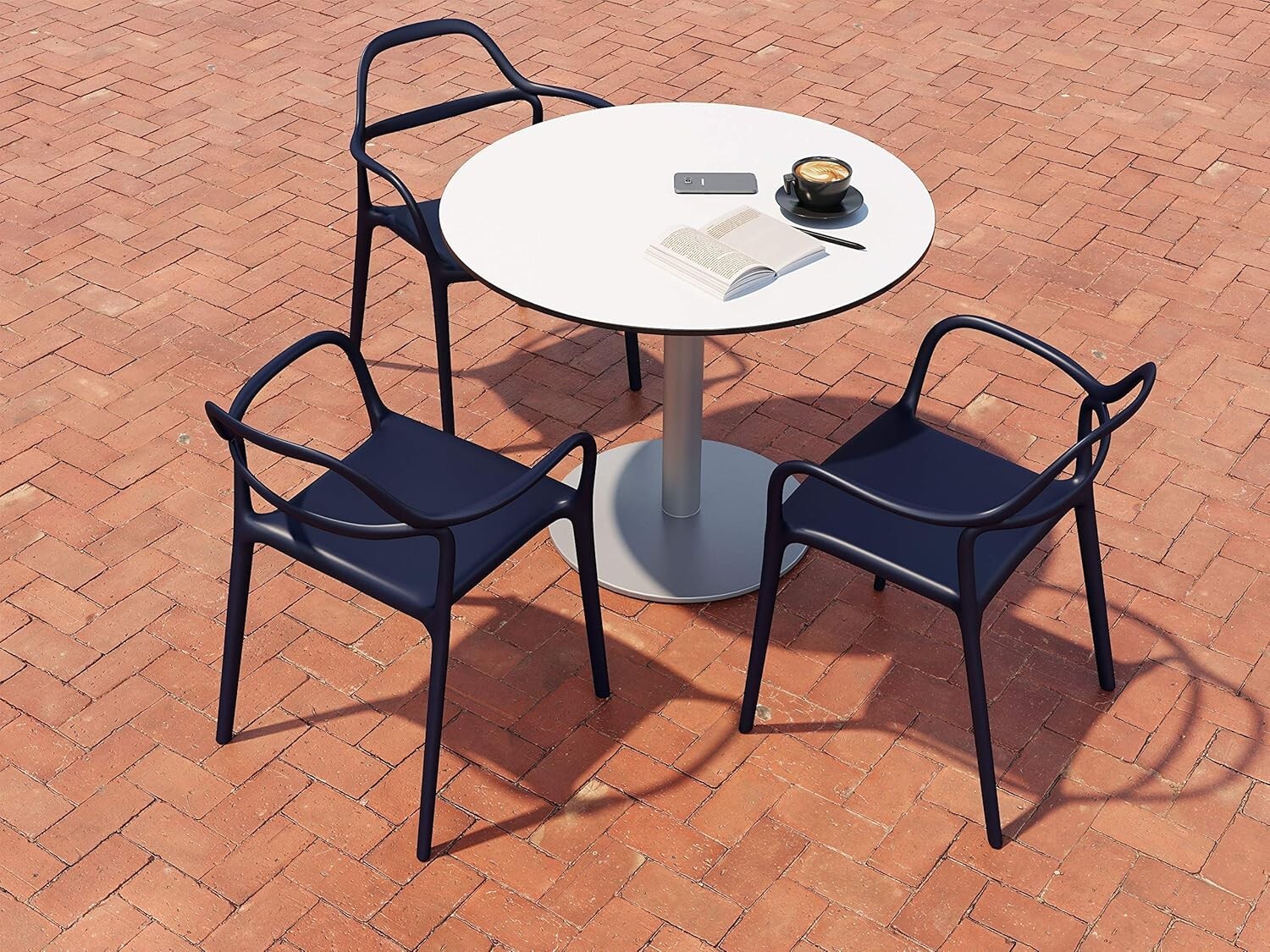 KFI Seating Modern Stackable Indoor/Outdoor Cafe Restaurant Chair Poppy Finish