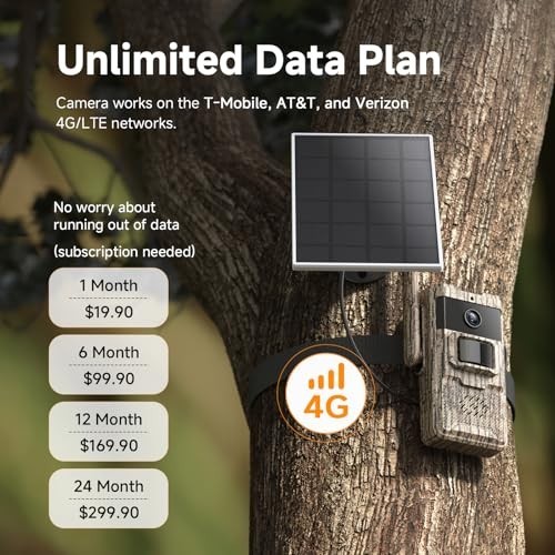 TKENPRO Trail Camera Unlimited Data Plan Cellular Trail Cameras 2K Live Video Ga