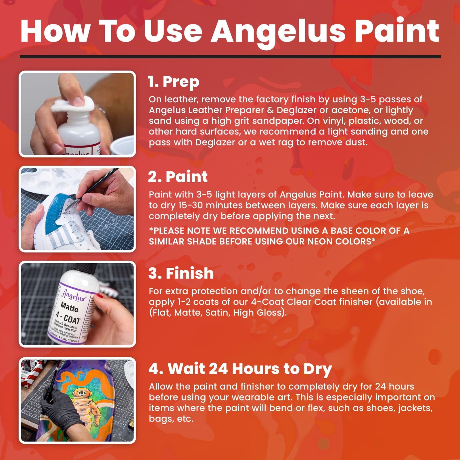 Angelus Acrylic Leather Paint, 4 Fl Oz (Pack of 4 1), Saddle