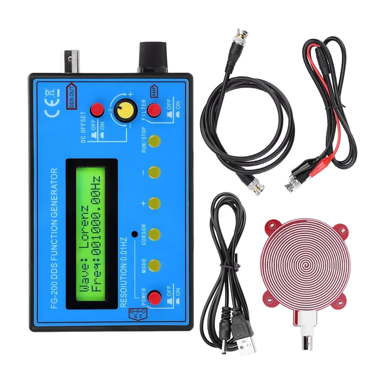 Signal Generator DDS 0.01Hz-500kHz LCD Display 15 Waveforms for Electronics Lab