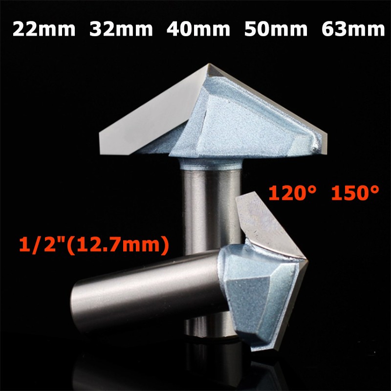 1/2" 12.7mm Shank Carbide V Groove Router Bit 120/150 Degree Woodworking Bits