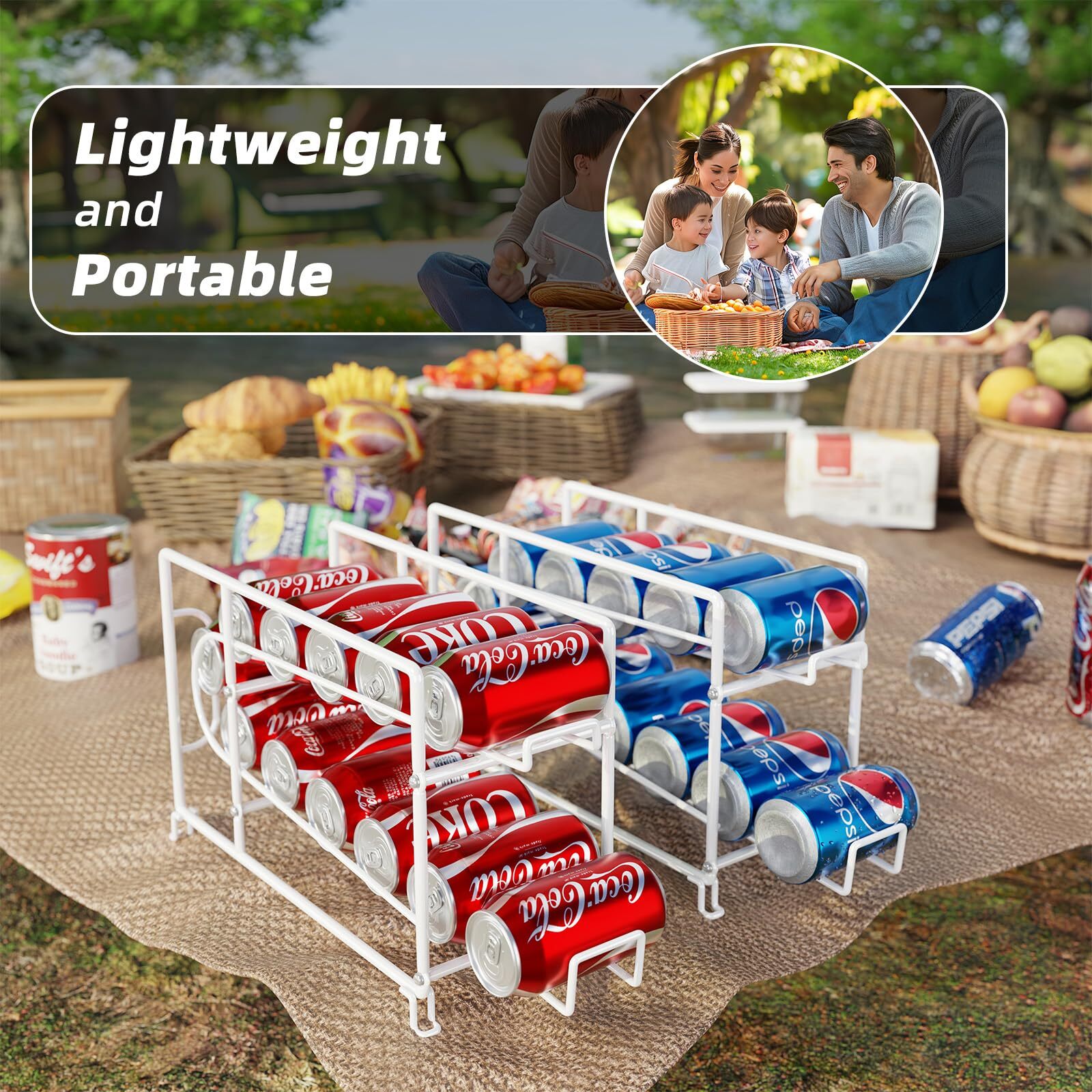 Soda Can Rack Organizer For Pantry Stackable 2 Pack Metal Rustproof Can Dispense
