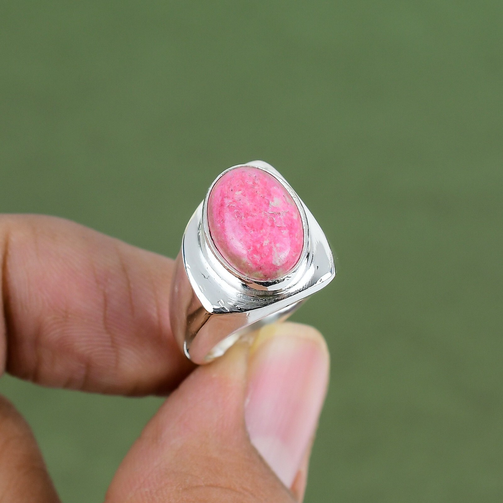 Thulite Gemstone Ring 925 Sterling Silver Antique Jewelry Available In Ring Size