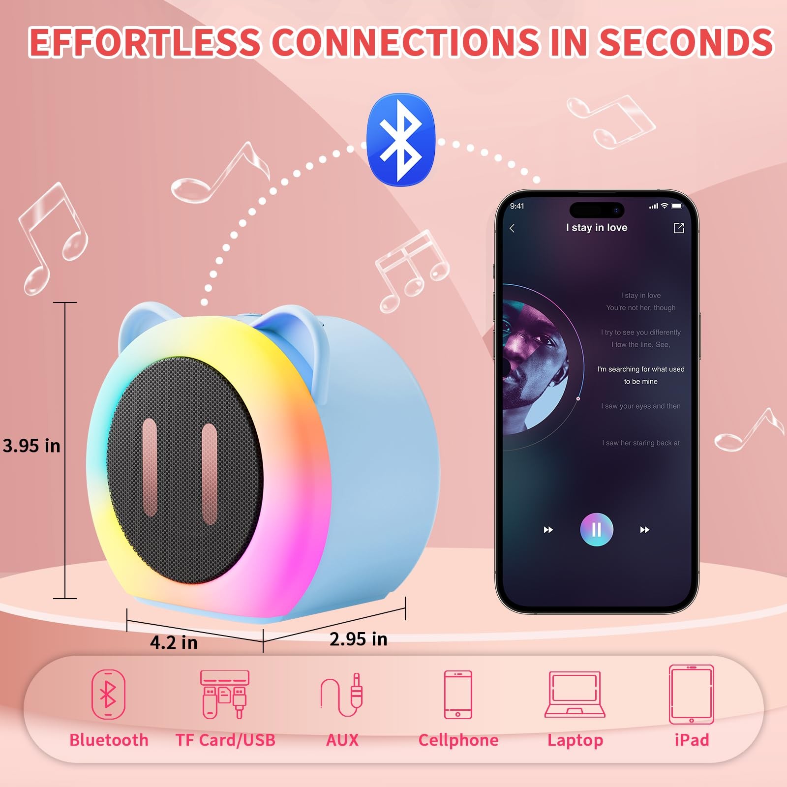 Mini Karaoke Machine for Kids Adults，Portable Karaoke Speaker with 2 Wireless...