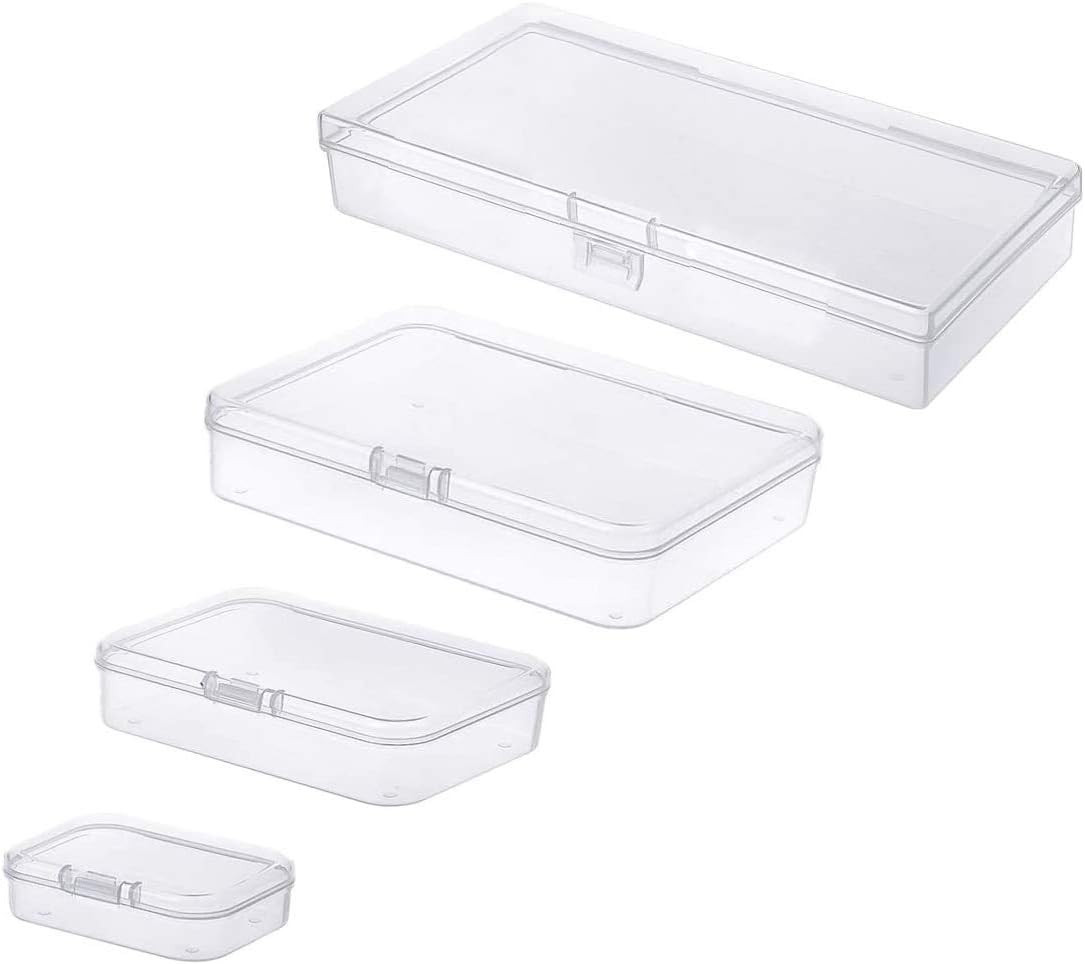 8 Pieces Mixed Sizes Rectangular Empty Mini Clear Plastic Organizer Storage Box