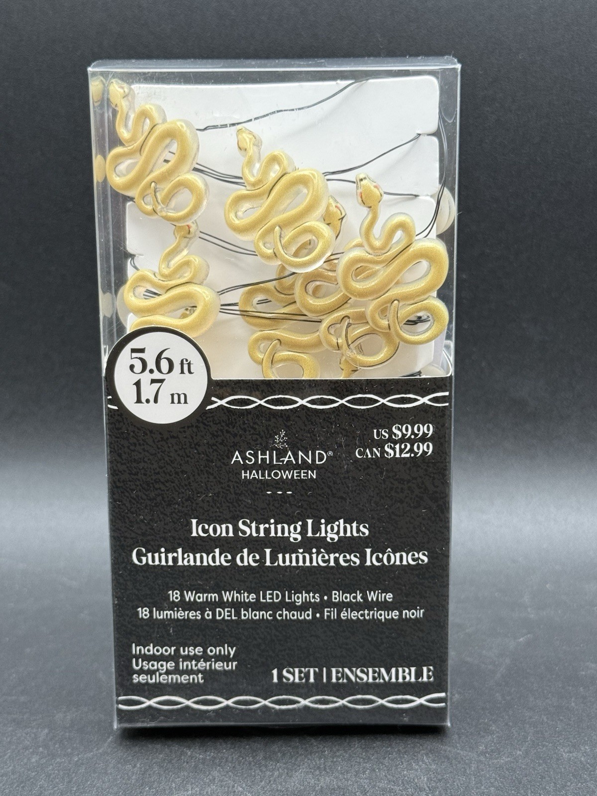 NEW Ashland HALLOWEEN 18 count Snake Icon LED String Lights Warm White LED