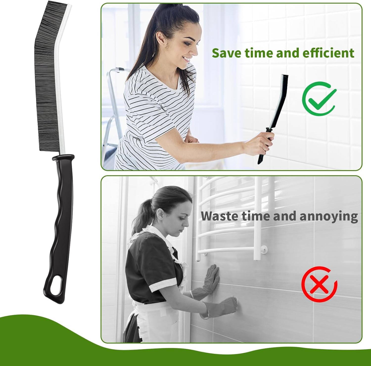 Crevice Cleaning Brush,Multifunctional Cleaning Brush Tool,Bathroom Gap Brush,Gr