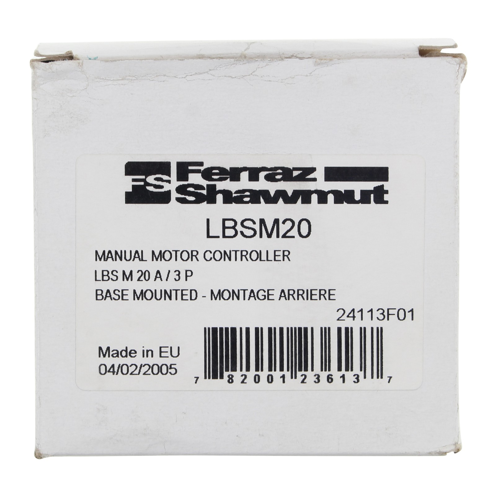 FERRAZ-SHAWMUT LBSM20 MANUAL MOTOR CONTROLLER, BASE MOUNT, 3P, 20A