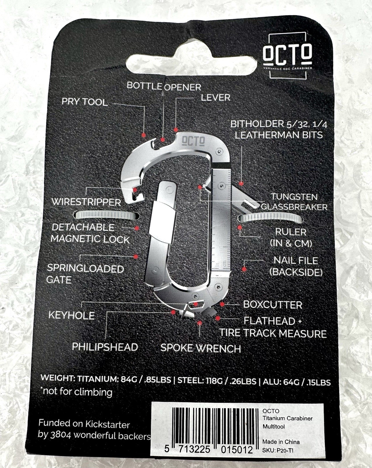 OCTO Titanium 18-in-1 Carabiner MULTITOOL TI - Versatile Lightweight *NEW*