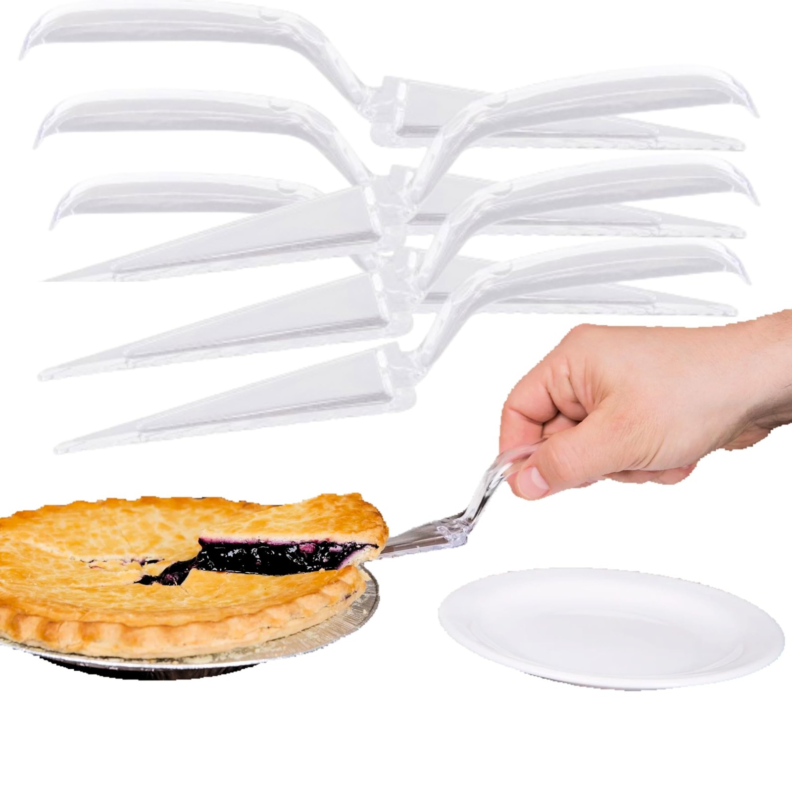 (Pack of 6) Clear 10" Disposable Plastic Pie and Cake Servers, Heavy Duty Spa...