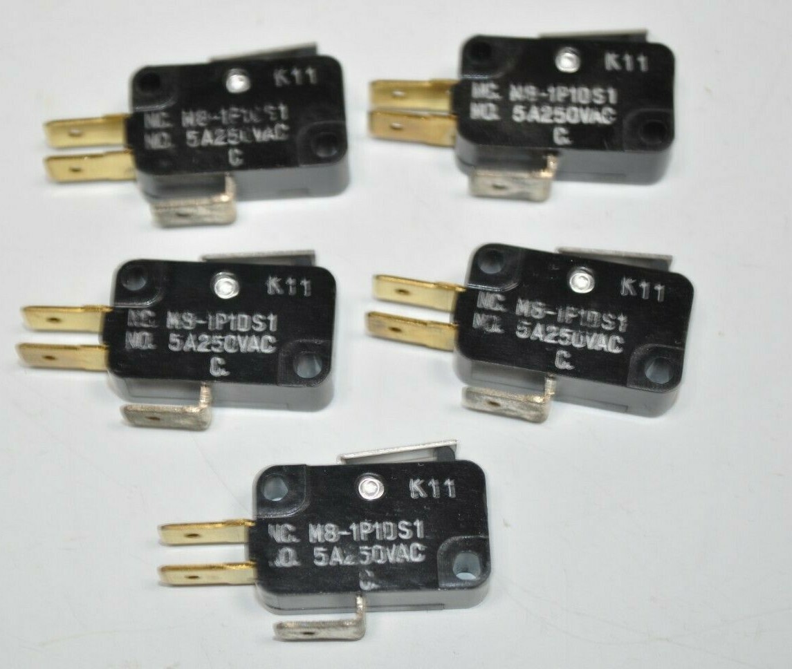 Lot of 5 Mulon Microswitch - SPDT, NO/NC (#M8) 5A 250VAC / 10A 125VAC  M8-1P1DS1