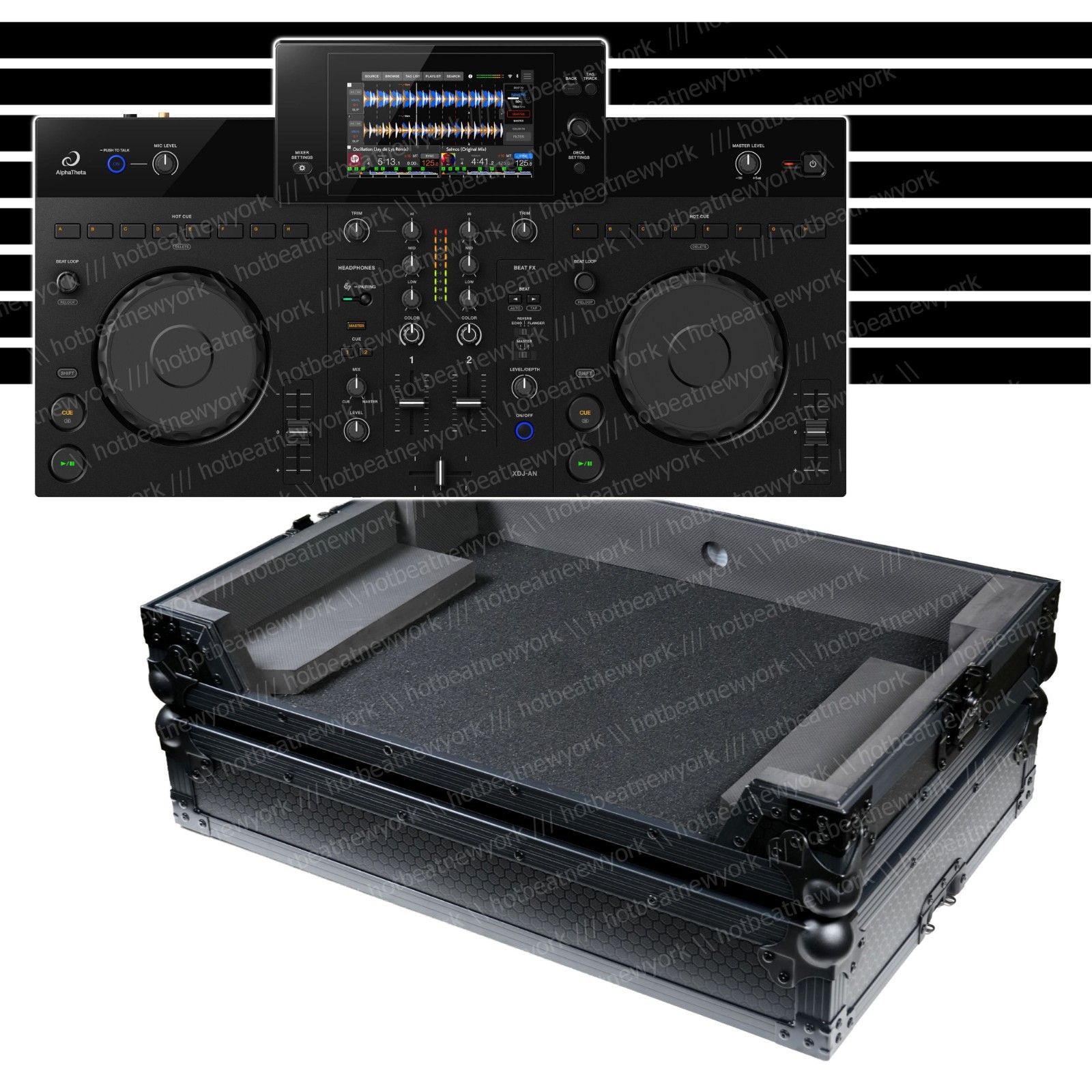 AlphaTheta XDJ-AN All-in-One DJ Controller + ProX XS-XDJANBL Fitted Road Case