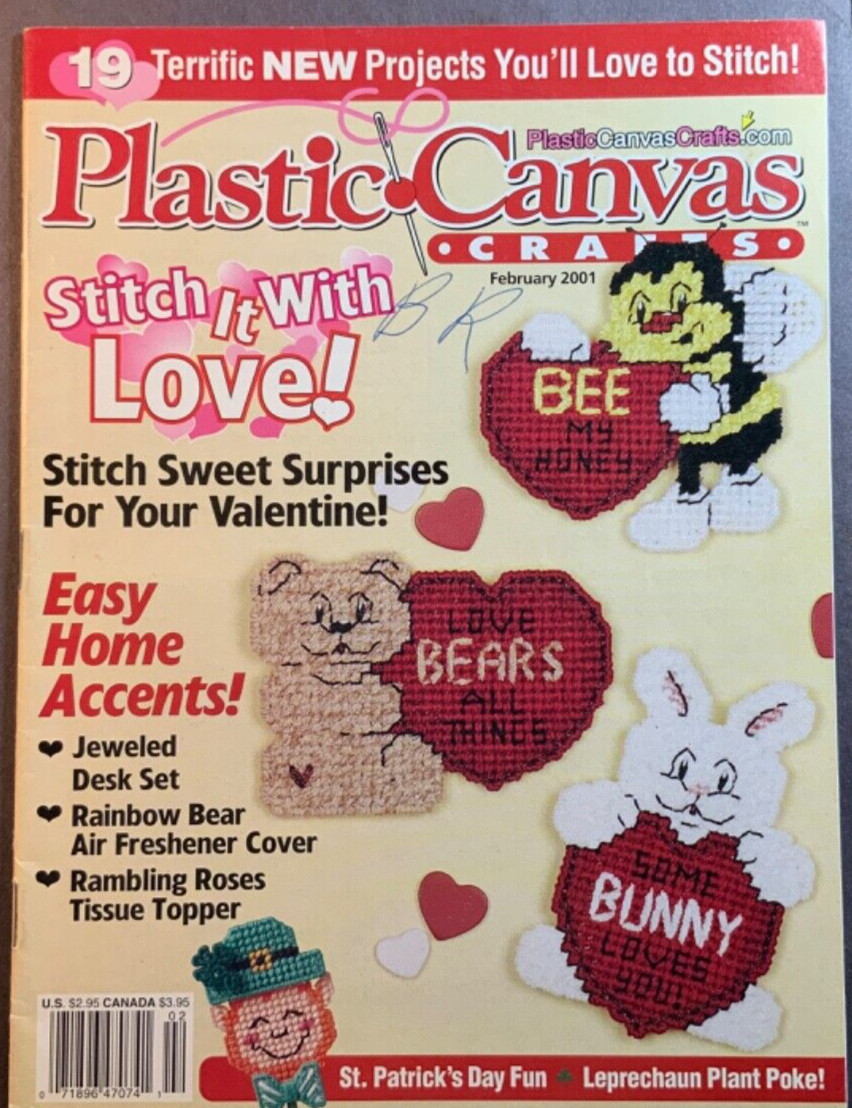 Plastic Canvas Magazine Febuary 2001. Stitch sweet surprises for Valentines
