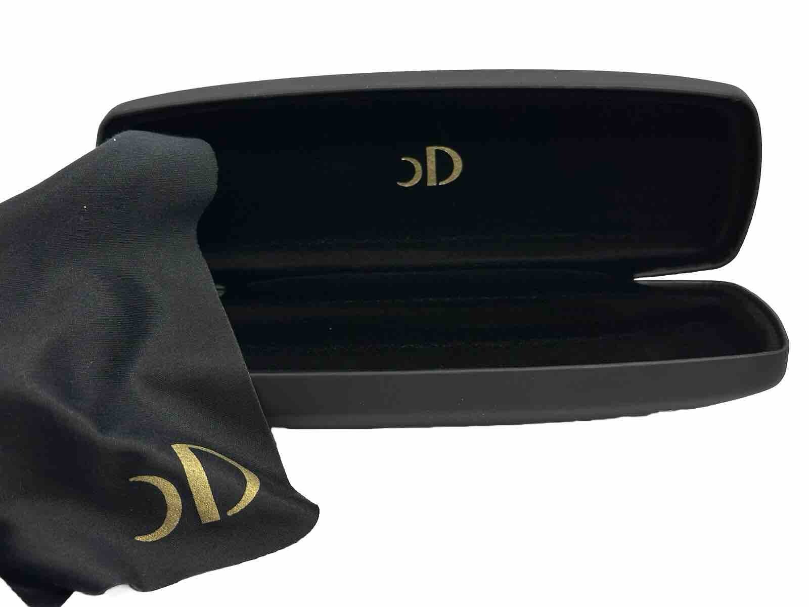 NEW Catherine Deneuve Lunettes Black Hard Eyeglasses Case Spring Closure & Cloth