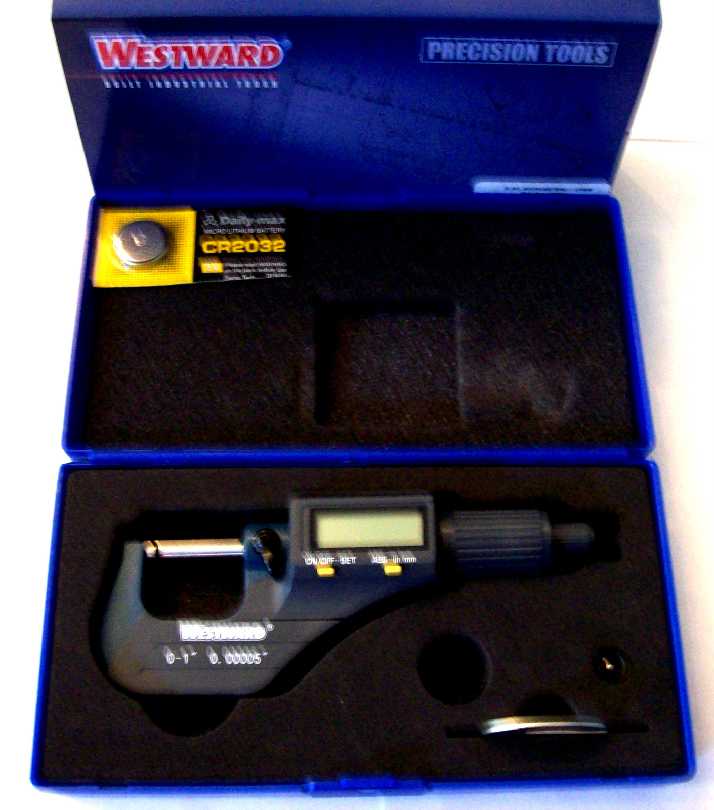 WESTWARD DIGITAL LCD ELECTRONIC MICROMETER 0-1" SAE INCH 0-25MM METRIC 4KU89