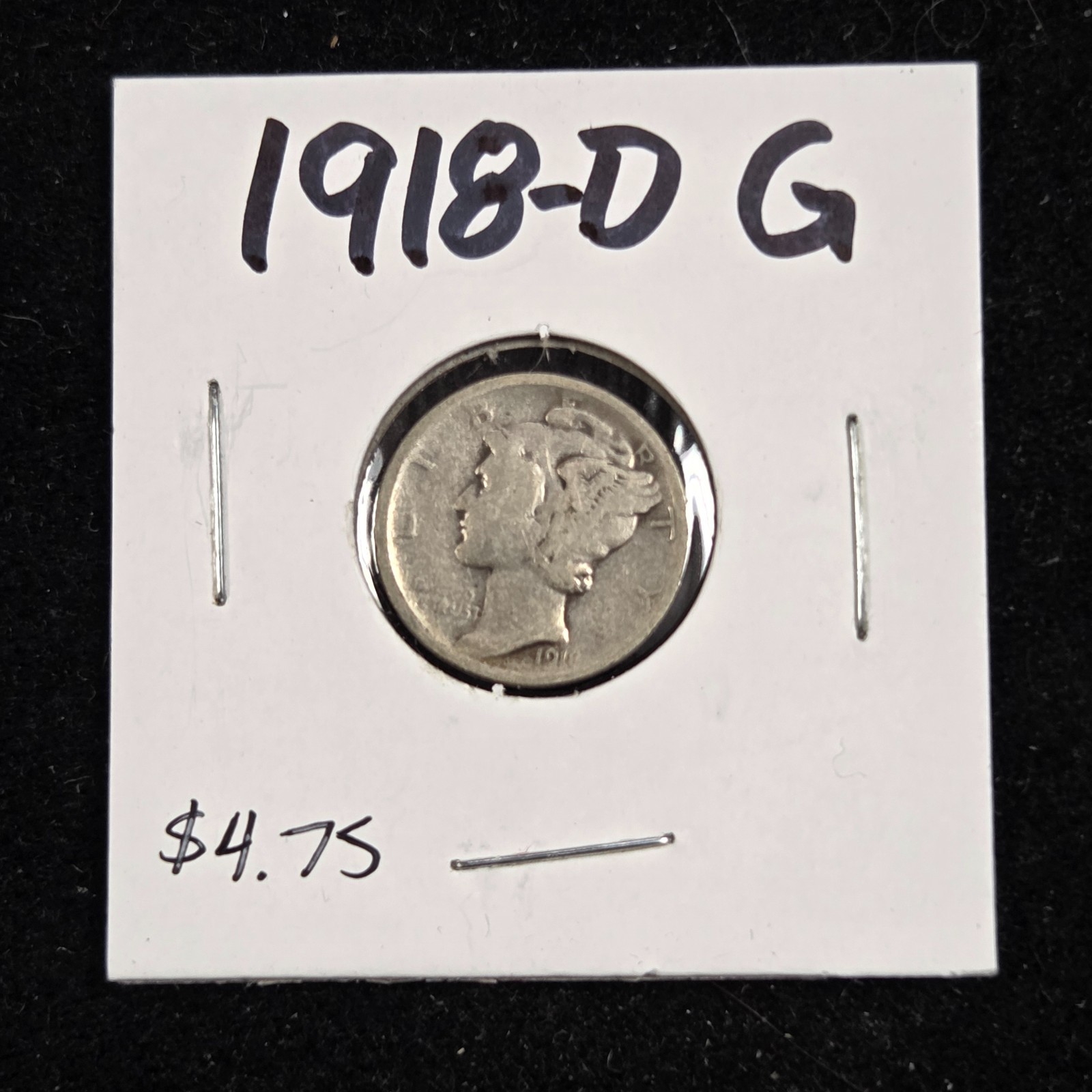 1918-D Mercury Silver Dime G - Single Coin
