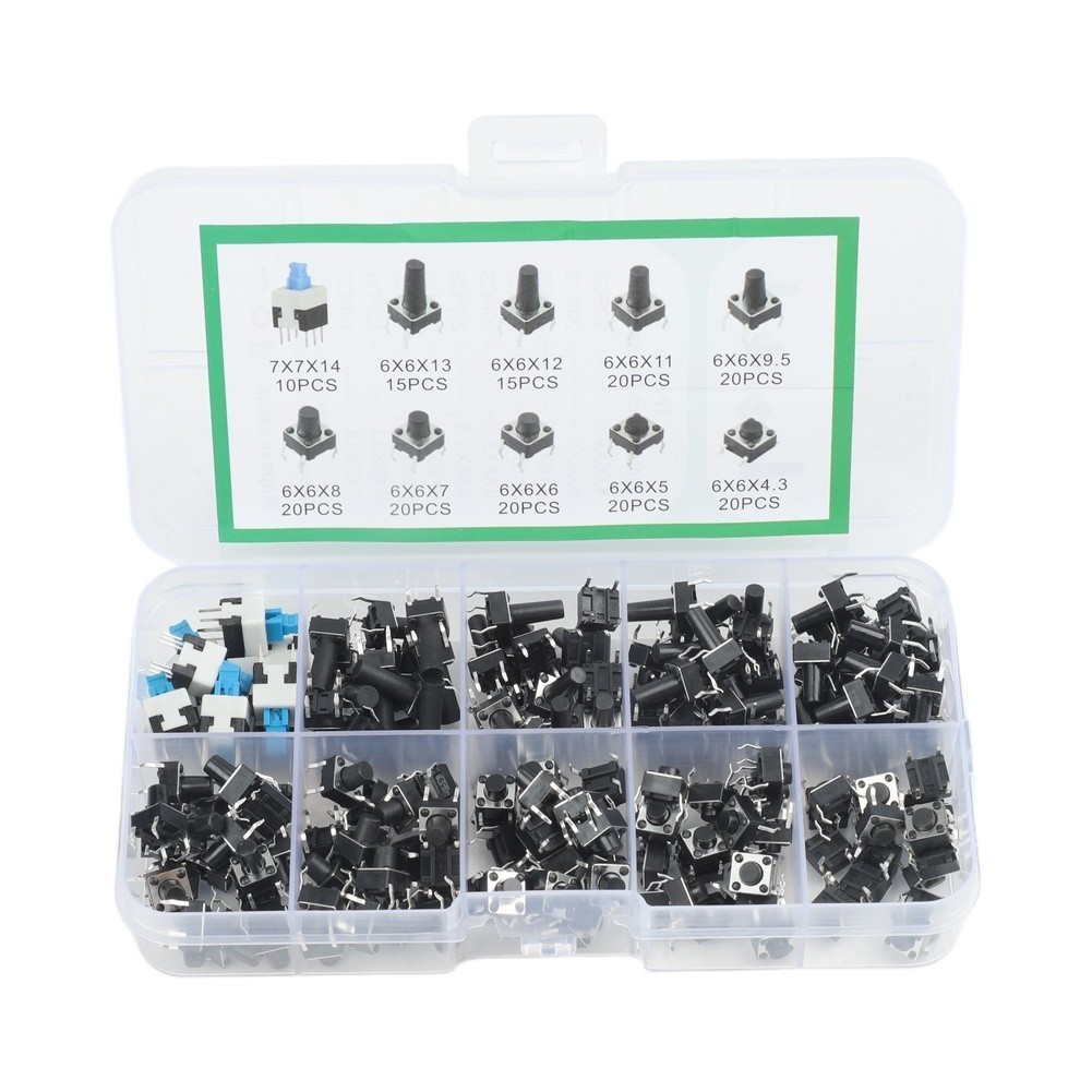 Push Button Tactile Switch Kit 180 Pieces Boxed for Electronic Device Repairs