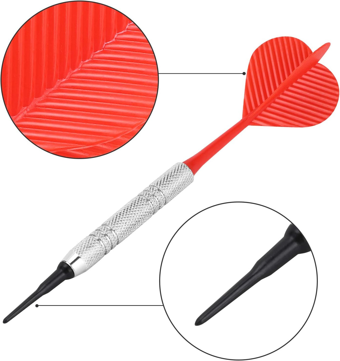 12 Pack Soft Tip Darts, Bar Dart, Plastic Tip Darts Set, Attach Extra 100 Black