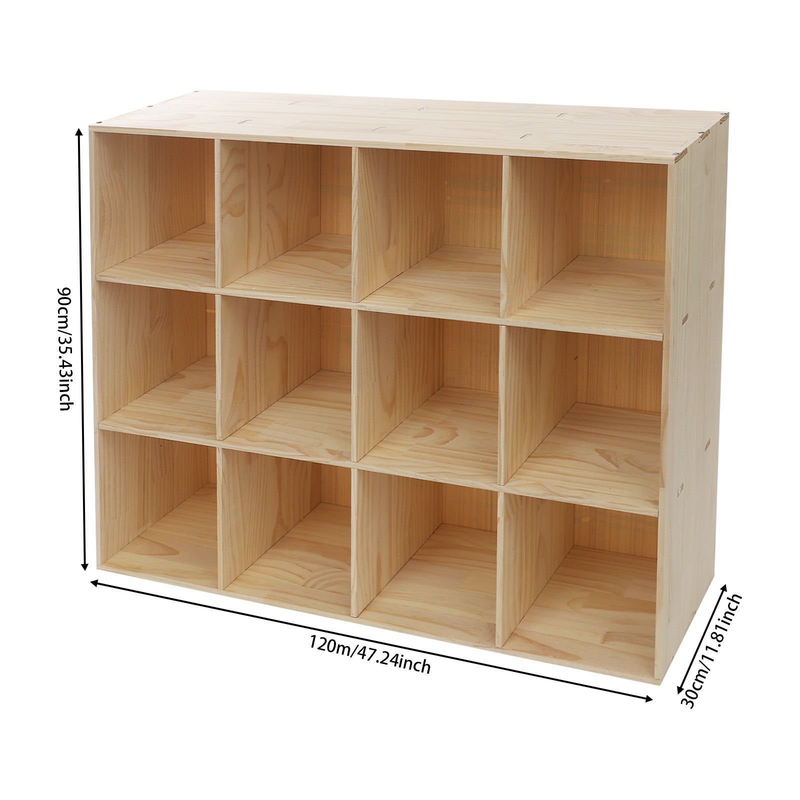 12-Cube Storage Shelf Bookcase Floor 3-Tier Storage and Display Cabinet for Home