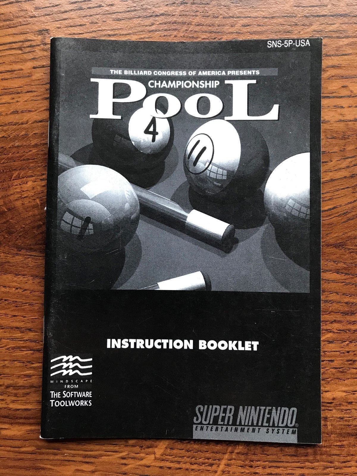 Championship Pool Billiards SNES Super Nintendo Instruction Manual Only