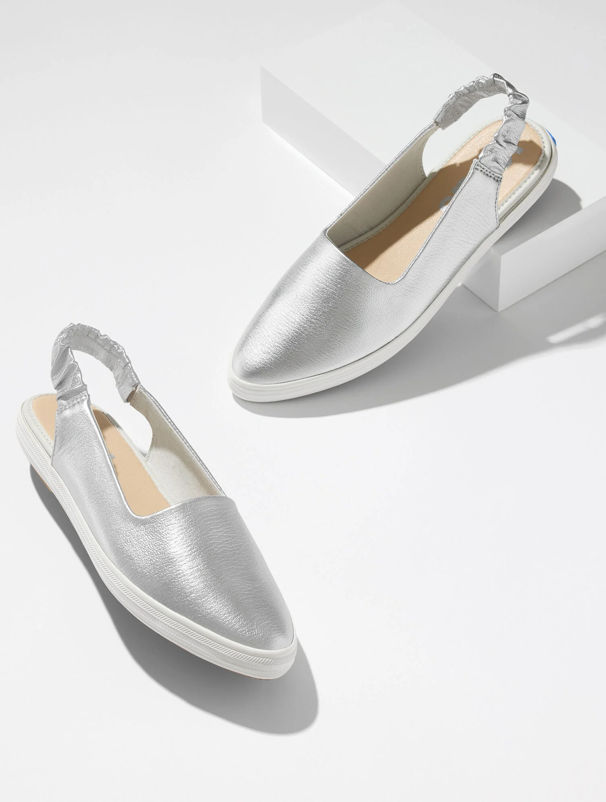 Keds Metallic Leather Point Slingback Sneakers , US Medium Size 5 to 11
