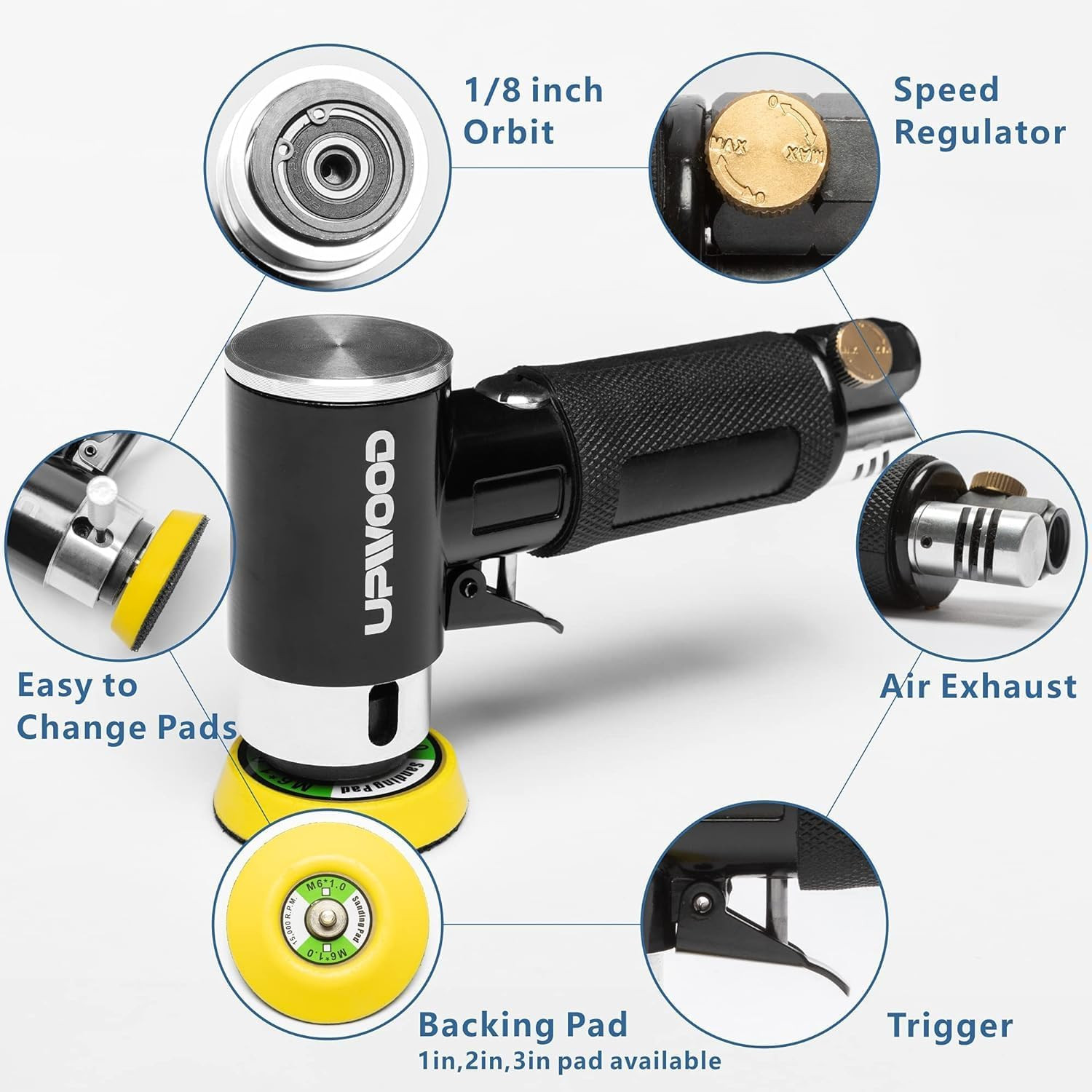 2'' 3'' Mini Orbital Air Sander by , Small Pneumatic Random Orbital