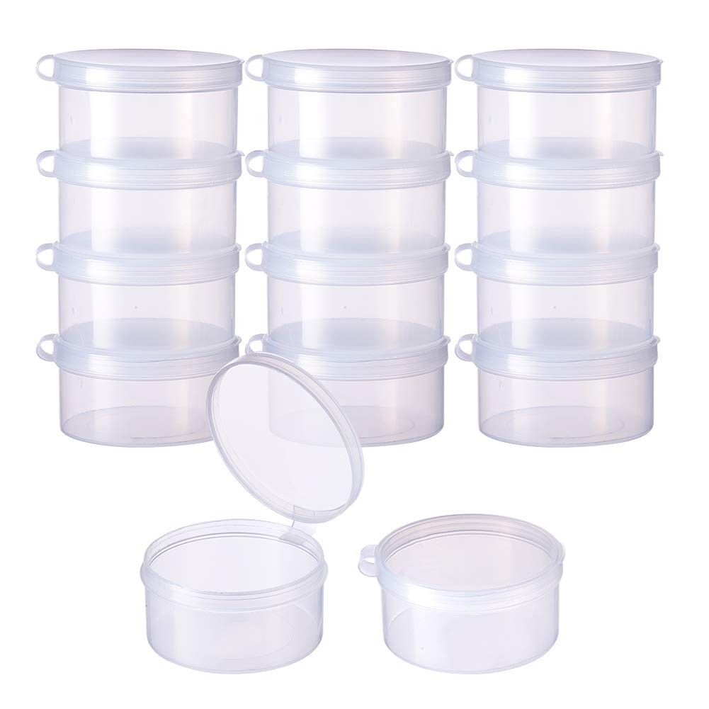 BENECREAT 12 Pack Round Clear Plastic Bead Round, - Medium - 2x1.1"