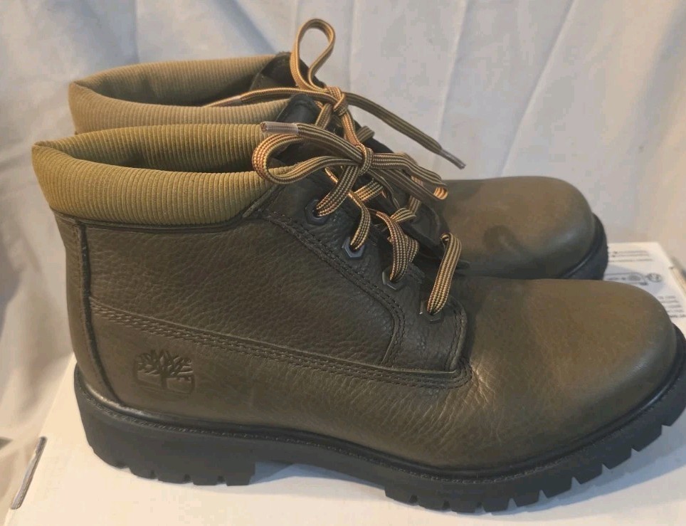Timberland Premium WP Chukka Boots Brown Olive Men SZ 7.5 New No Box Top Defects