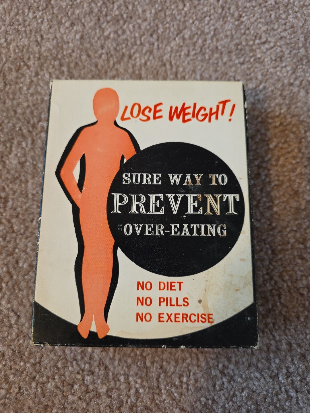 Vtg 1965 “Lose Weight” Gag Gift Sure Way To Prevent Overeating Funny Fat Joke
