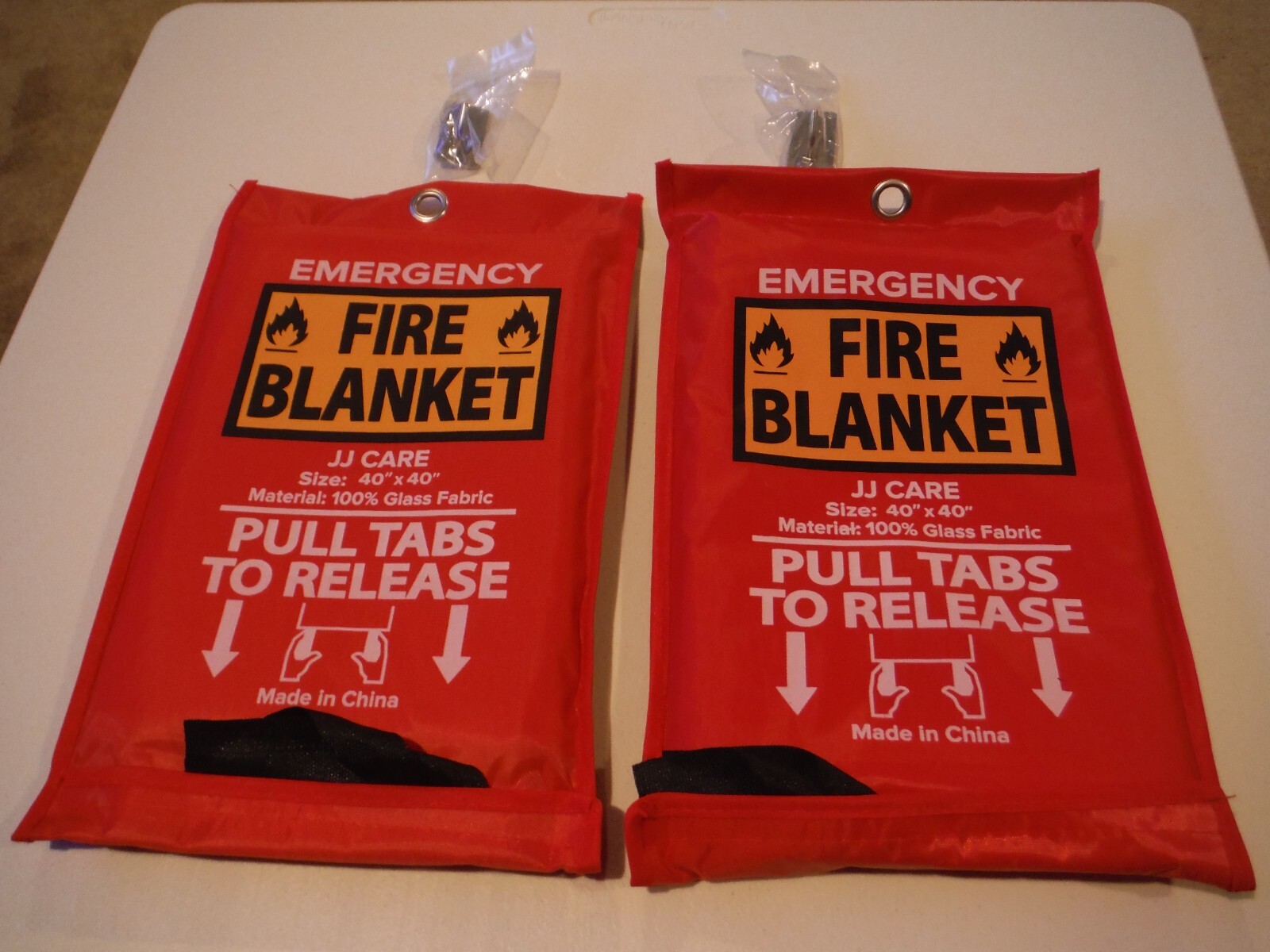 (2) Pack Emergency Fire Blankets  With Hooks