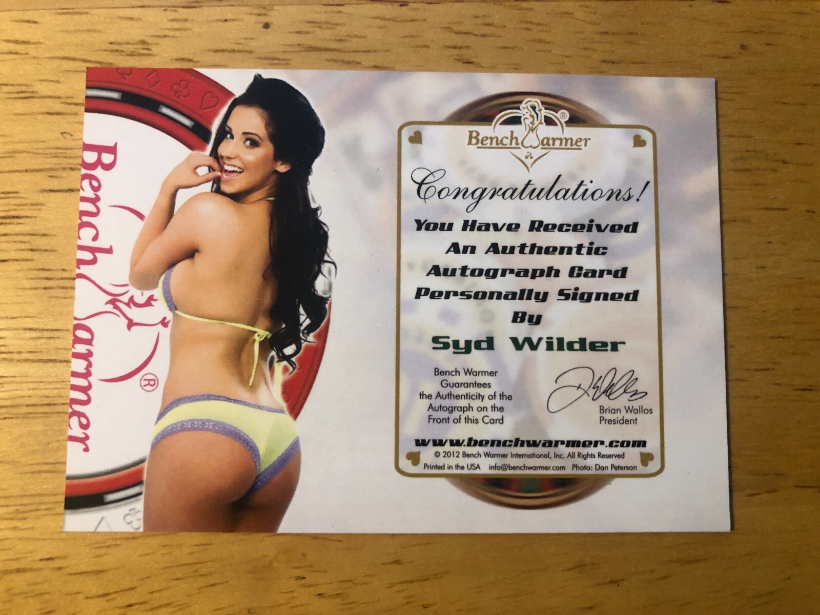 Syd Wilder 2012, Authentic Autograph, Benchwarmer, poker chip, Card